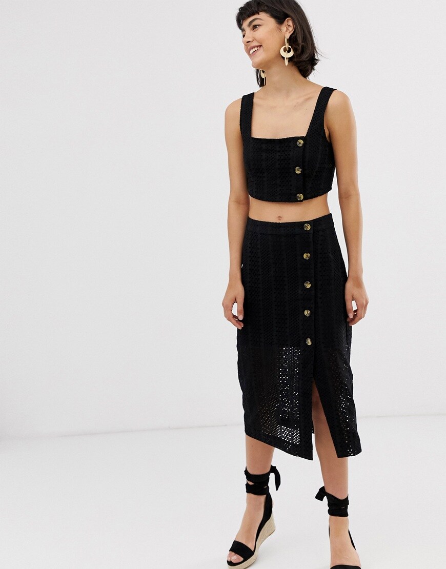 & Other Stories co ord cropped top with button detail in black | ASOS Style Feed