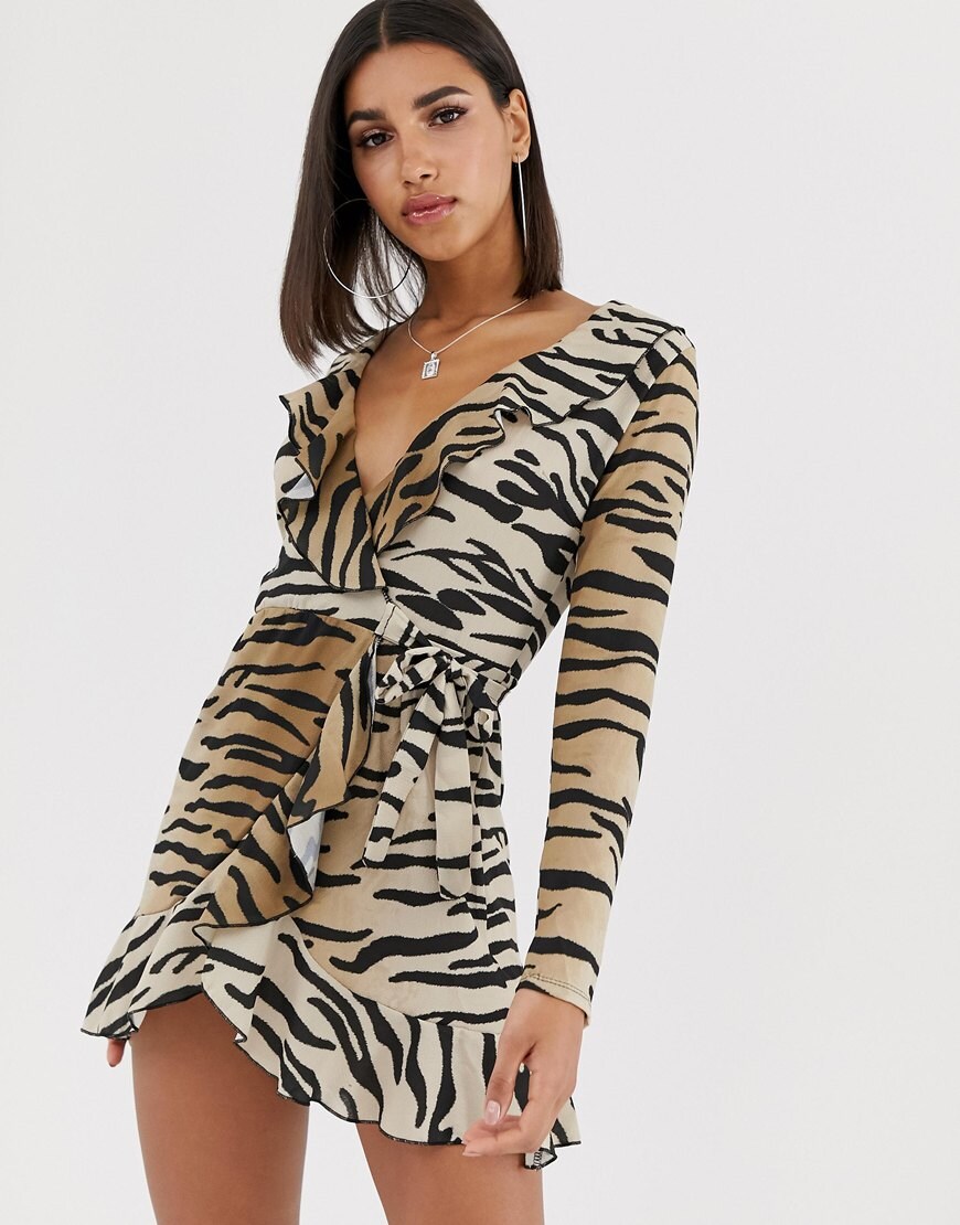 In The Style tiger print wrap dress | ASOS Style Feed