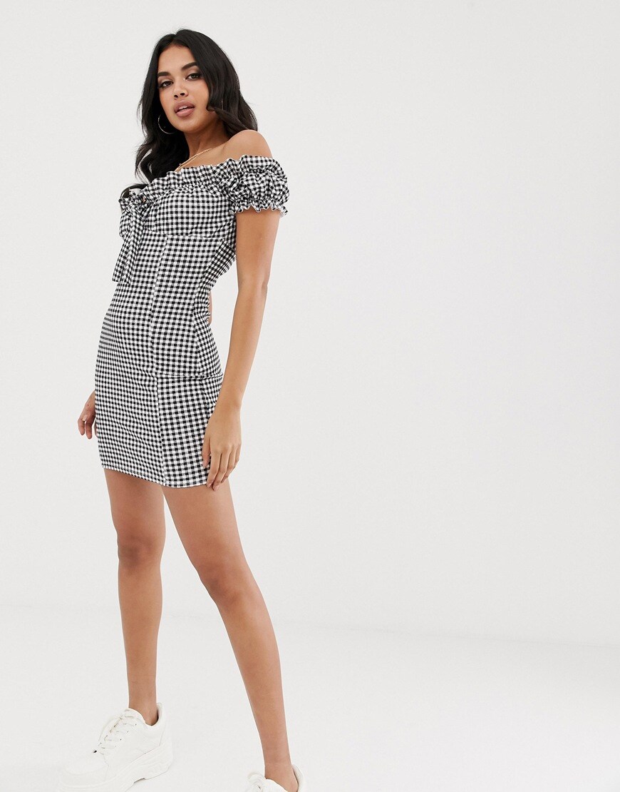 Missguided gingham milkmaid dress | ASOS Style Feed