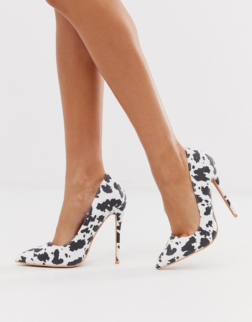 Lost Ink cow-print court shoes | ASOS Style Feed