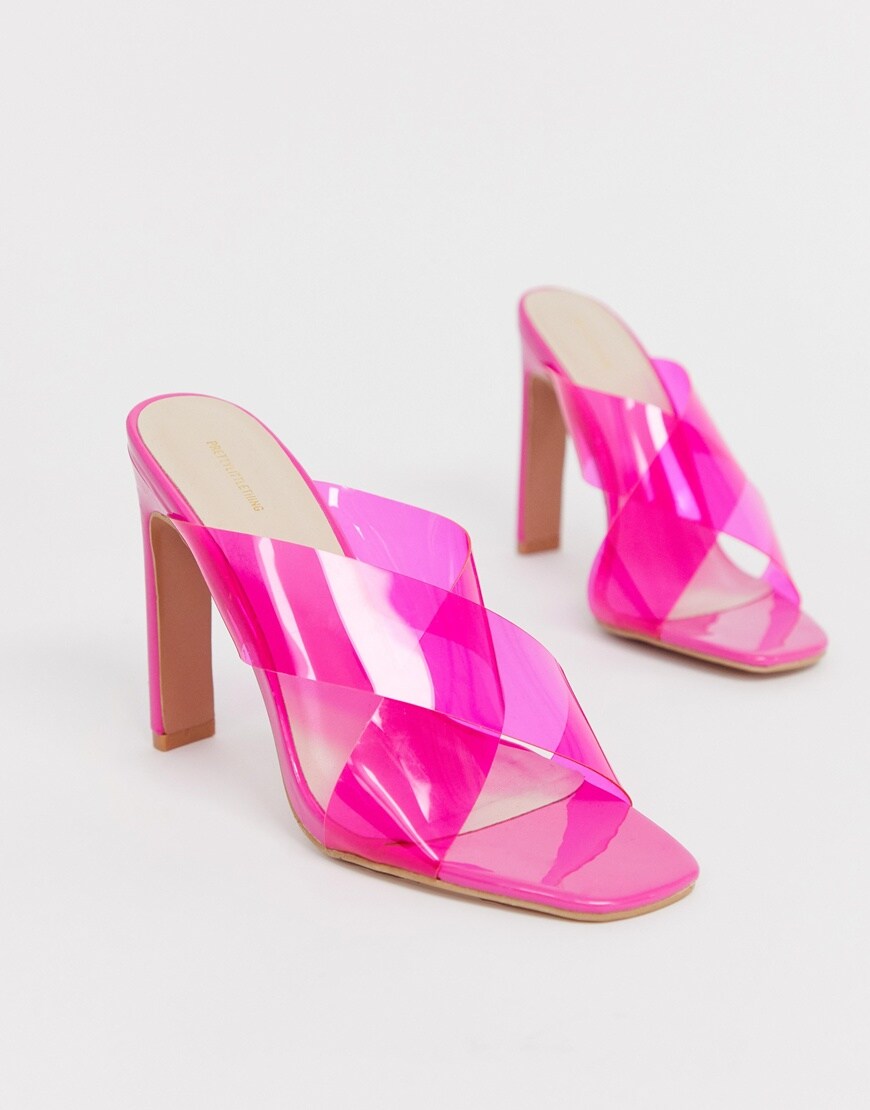 PrettyLittleThing clear heeled mules | ASOS Style Feed