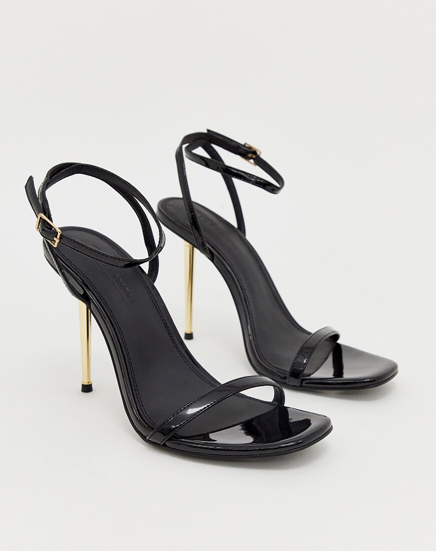 ASOS DESIGN Nation barely there heeled sandals in black | ASOS Style Feed