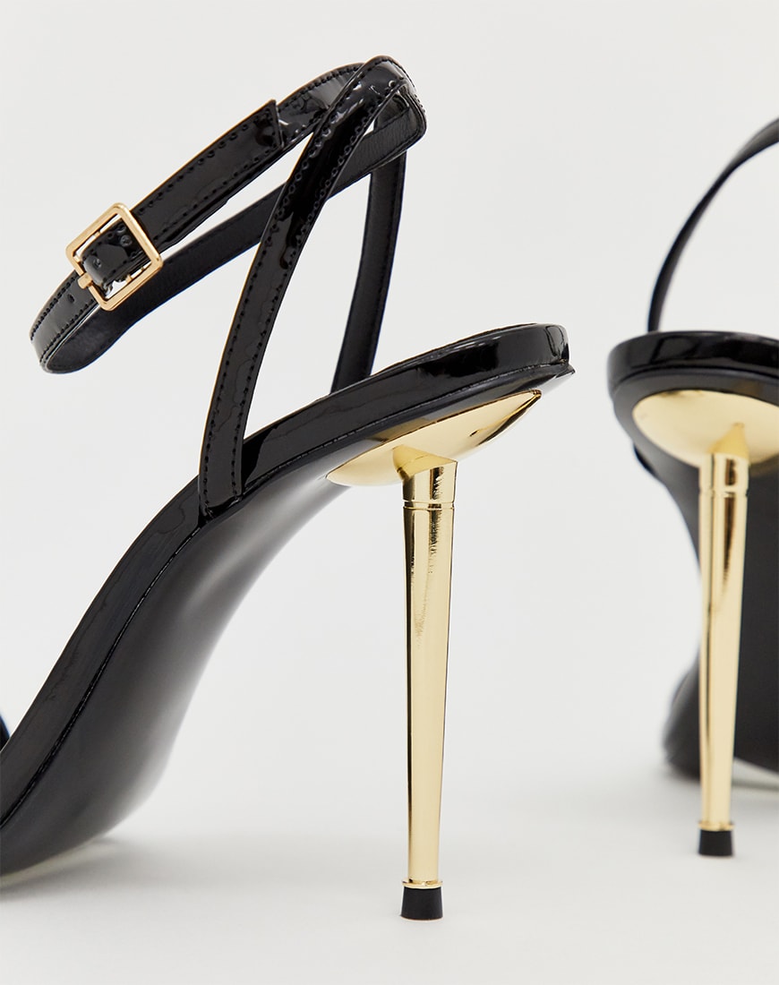 ASOS DESIGN Nation barely there heeled sandals in black | ASOS Style Feed