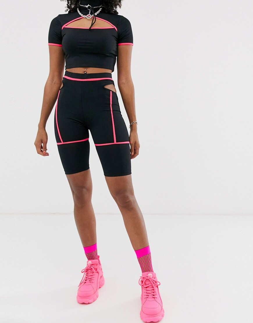 COLLUSION cut-out neon legging shorts | ASOS Style Feed