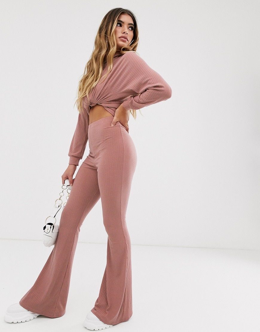 Missguided rib flare trousers co-ord | ASOS Style Feed