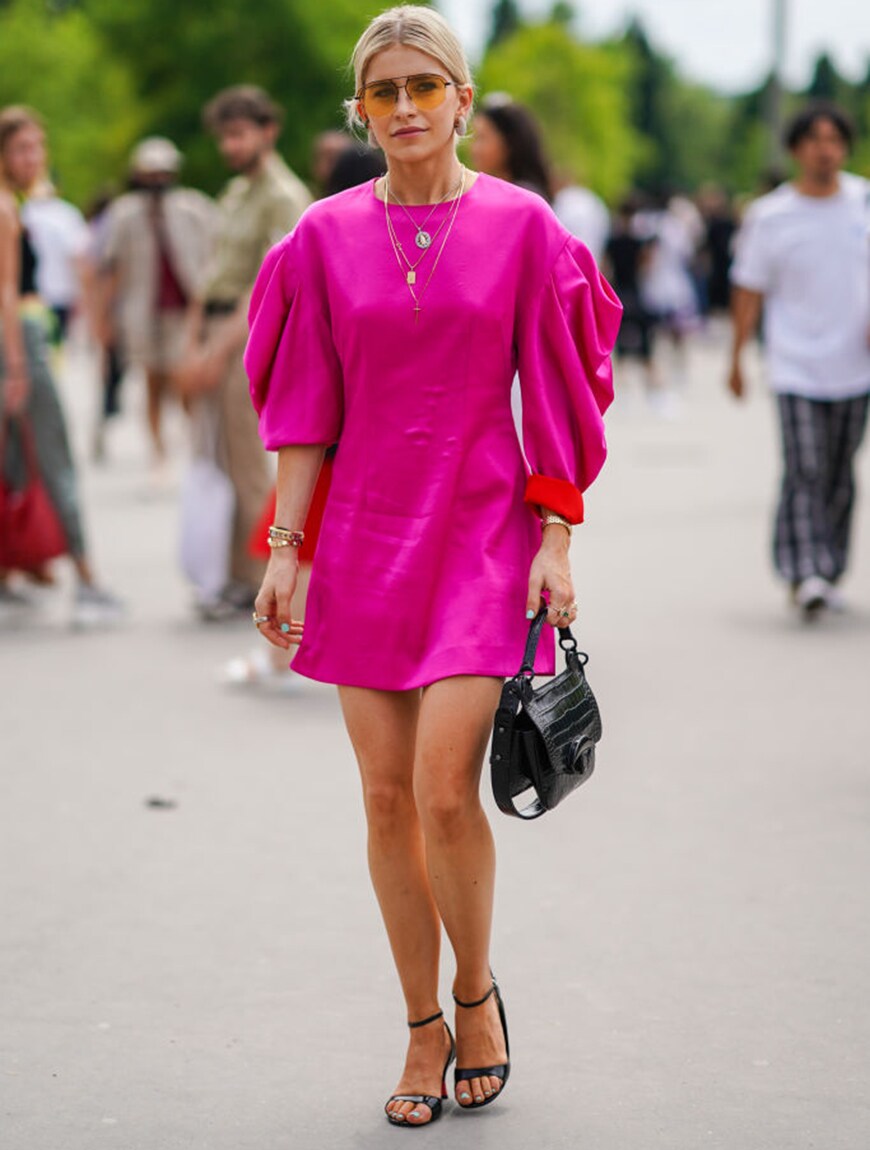 Cara Daur in a pink dress at Paris Couture Week | ASOS Style Feed