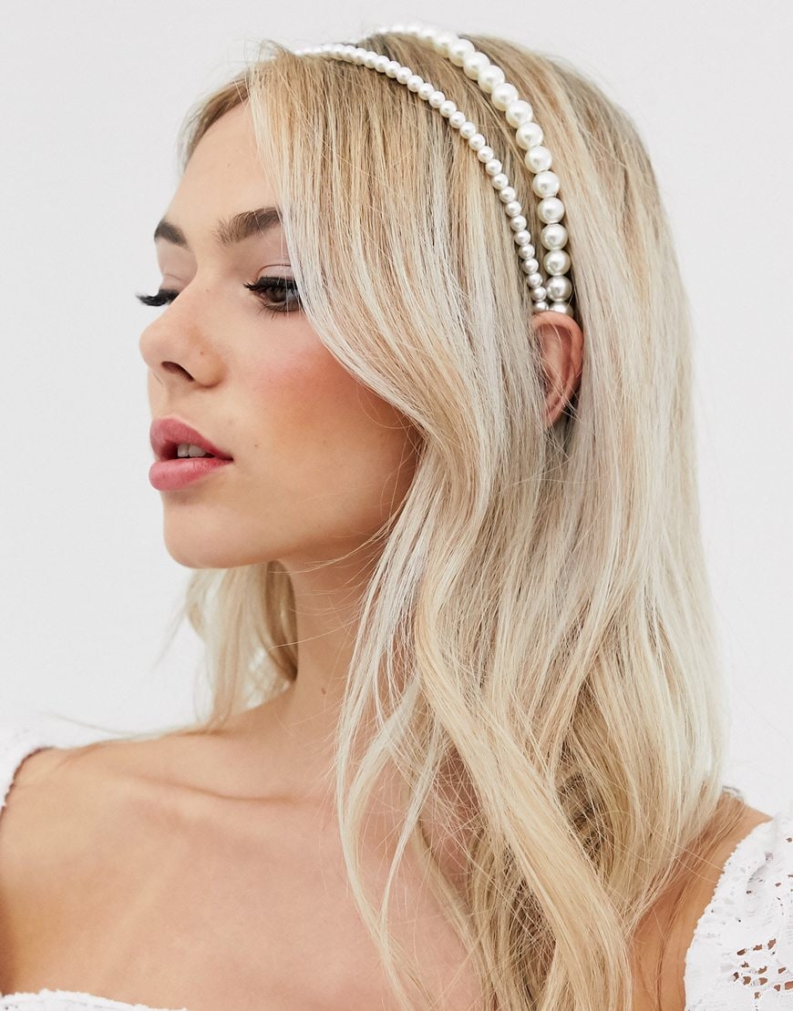 DesignB London faux-pearl double headband | ASOS Style Feed