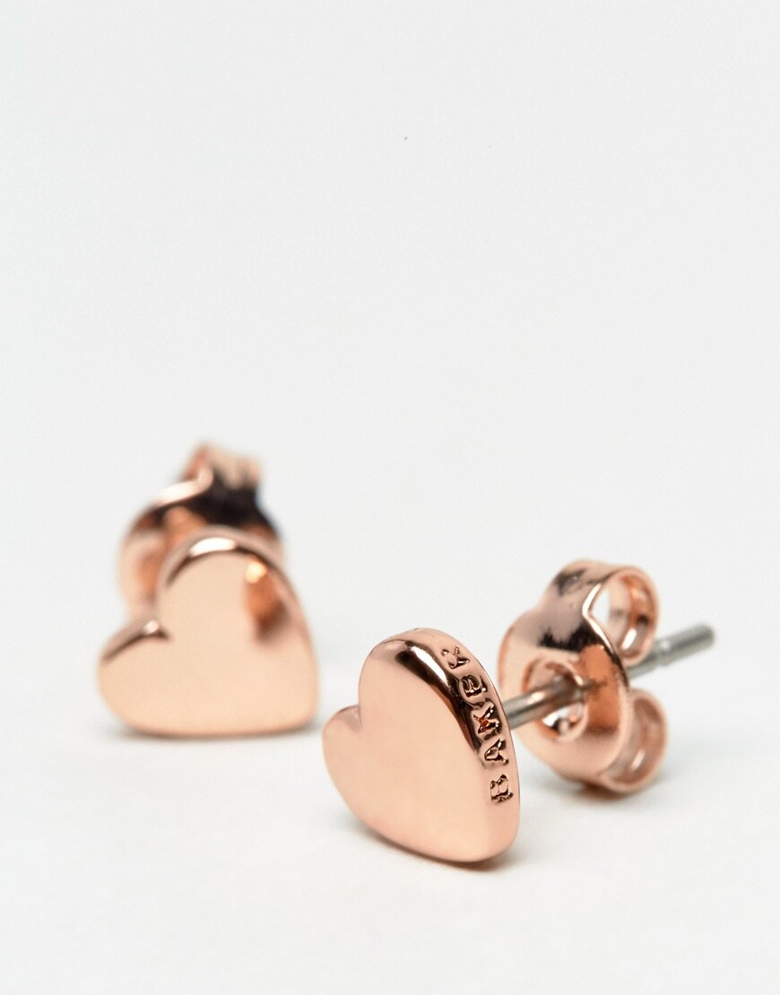Ted Baker rose gold heart shaped stud earrings | ASOS 