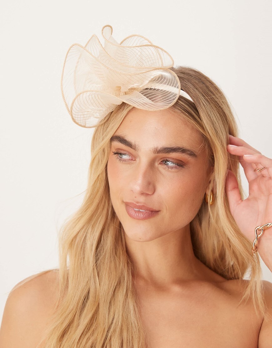 My Accessories plisse soft fascinator in champagne | ASOS Style Feed