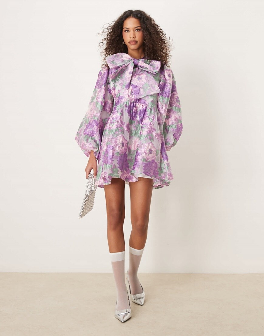 Sister Jane jacquard mini dress in lilac floral | ASOS Style Feed