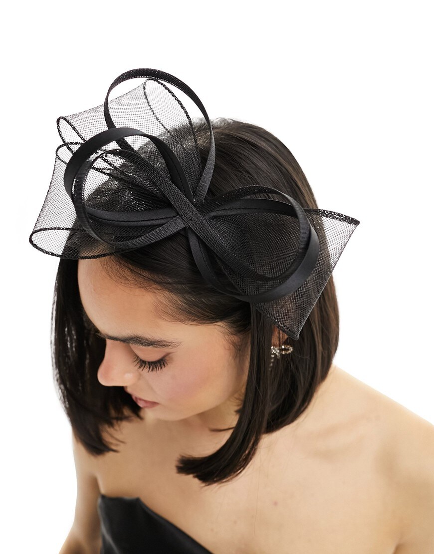 Model wearing bow detail fascinator headband in black | ASOS Style Feed