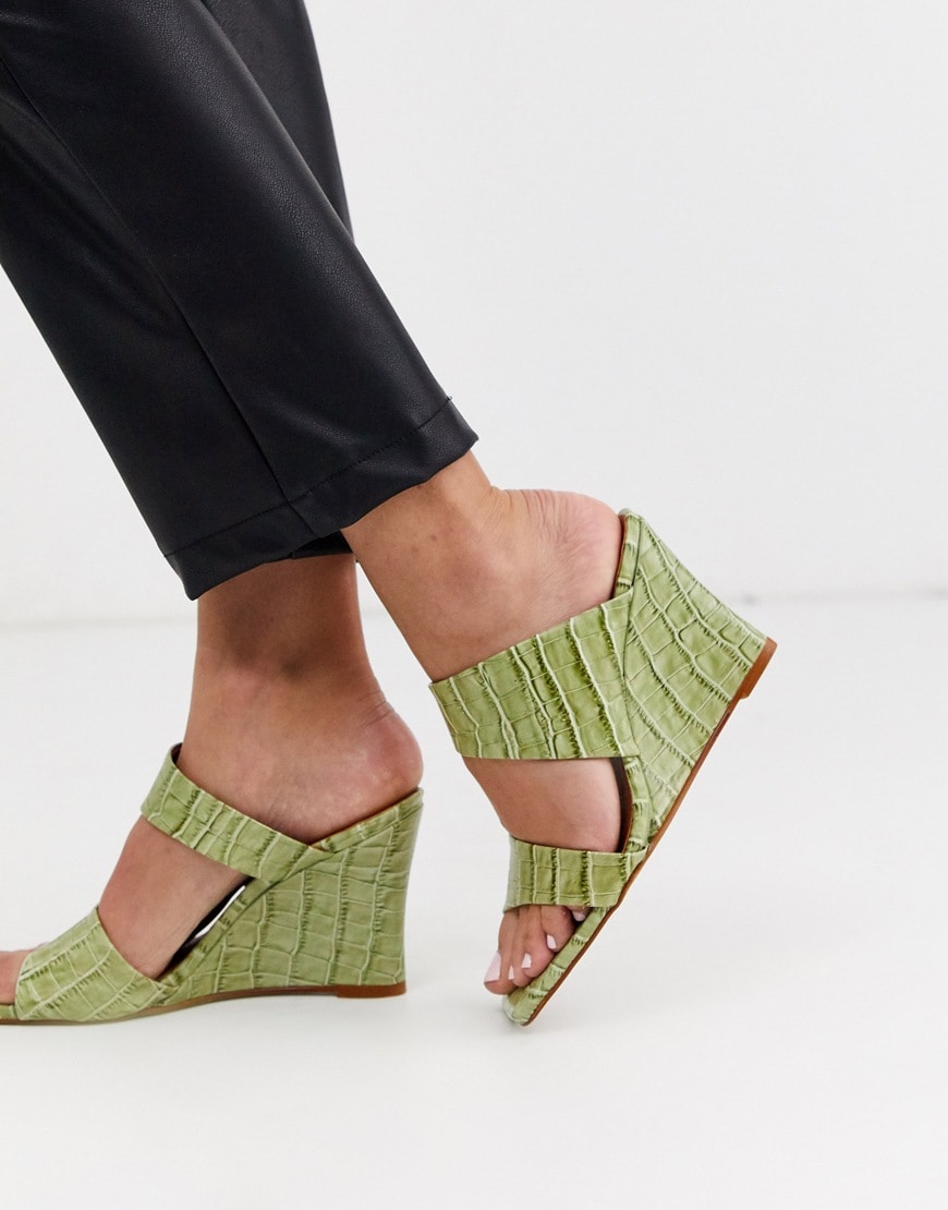 green wedge heels