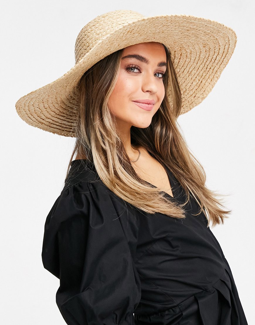 ASOS DESIGN natural straw floppy hat with skinny band and size adjuster | ASOS Style Feed