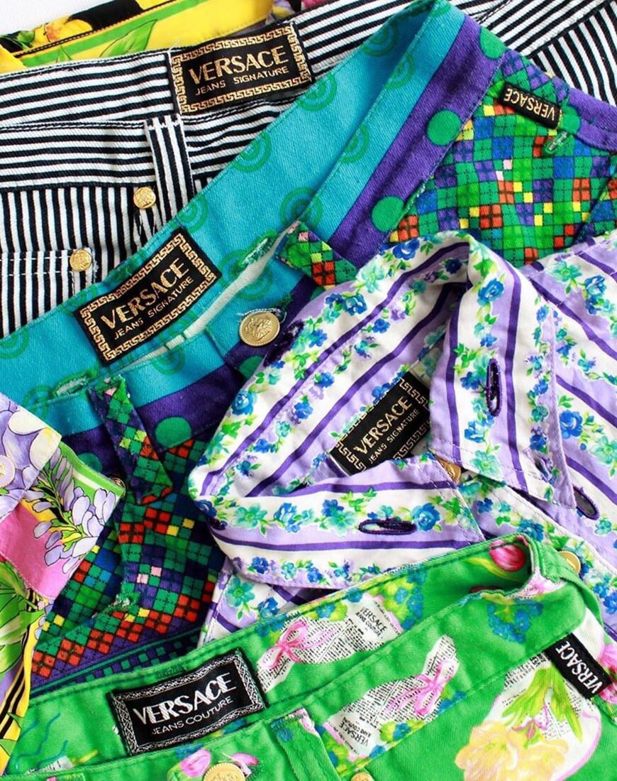 A picture of some vintage multi-colour shorts and shirts by Versace. Available at ASOS Marketplace.