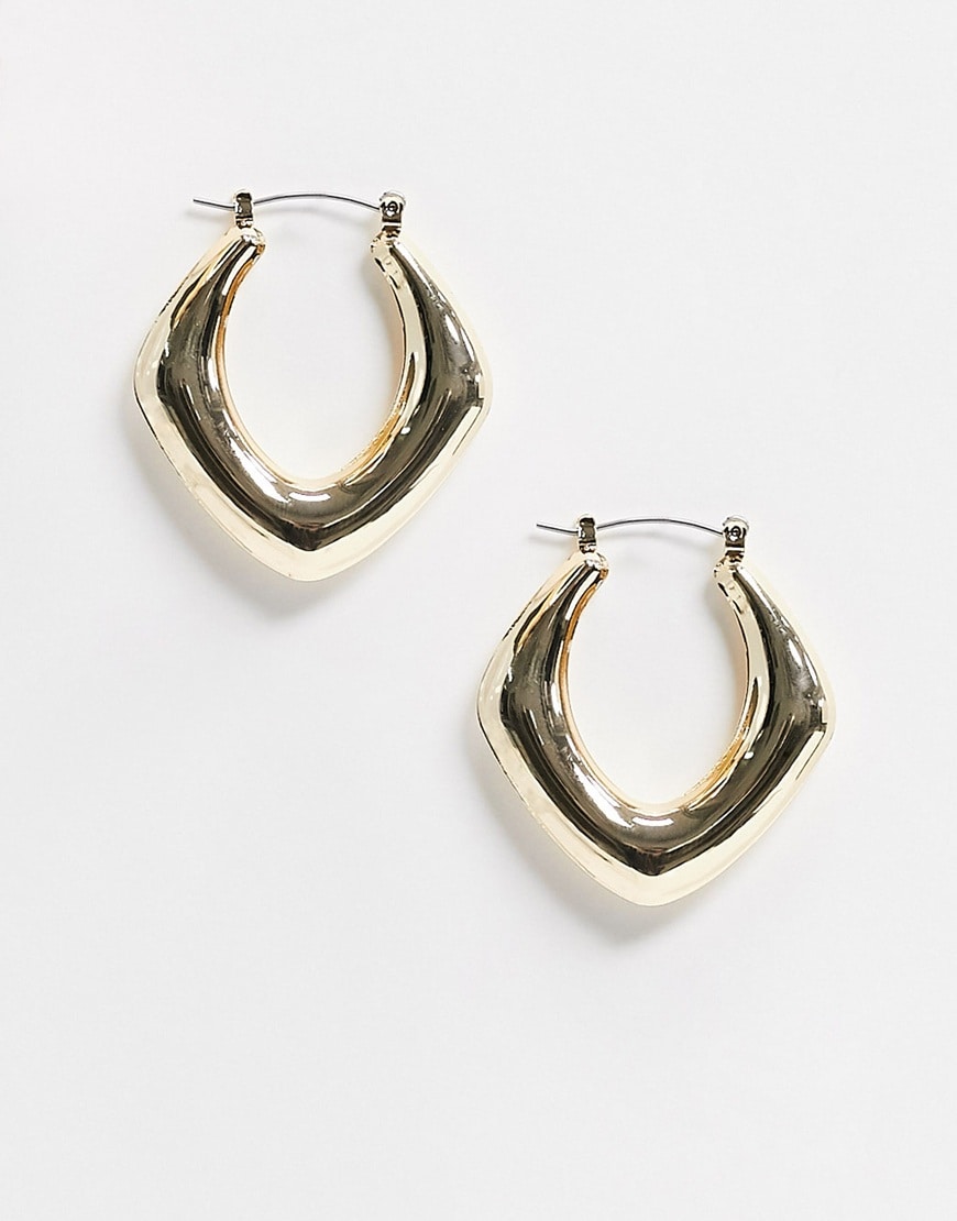 ASOS DESIGN hoop earrings in chunky square shape in gold tone | ASOS Style Feed