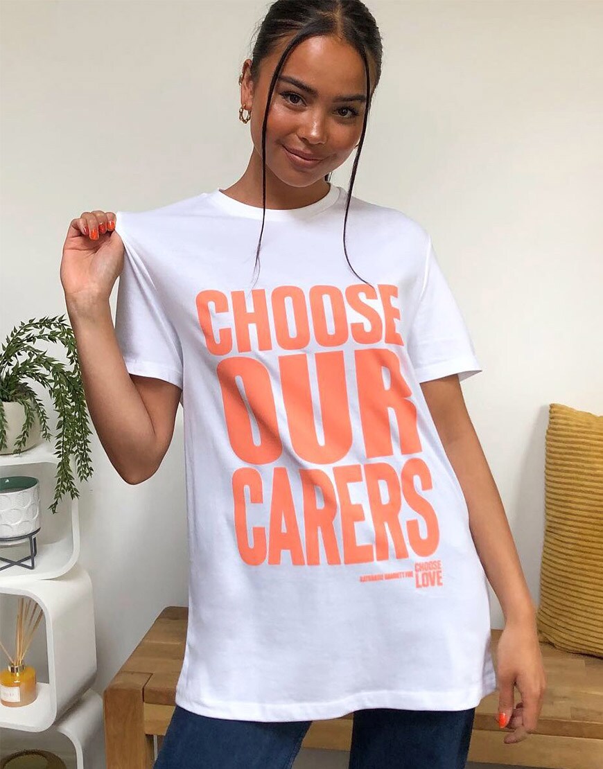 A model wearing a Choose Our Carers charity  t-shirt | ASOS Style Feed
