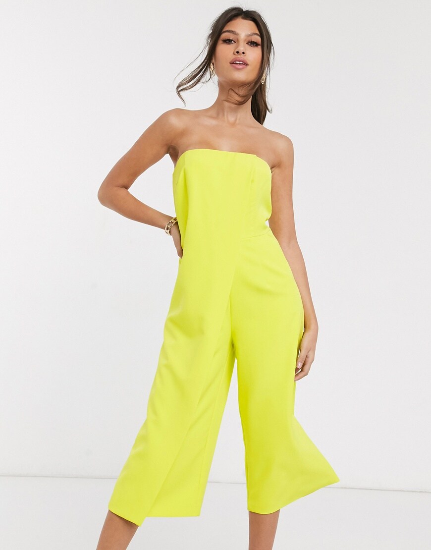 Lavish Alice cropped drape bandeau jumpsuit in chartreuse | ASOS Style Feed