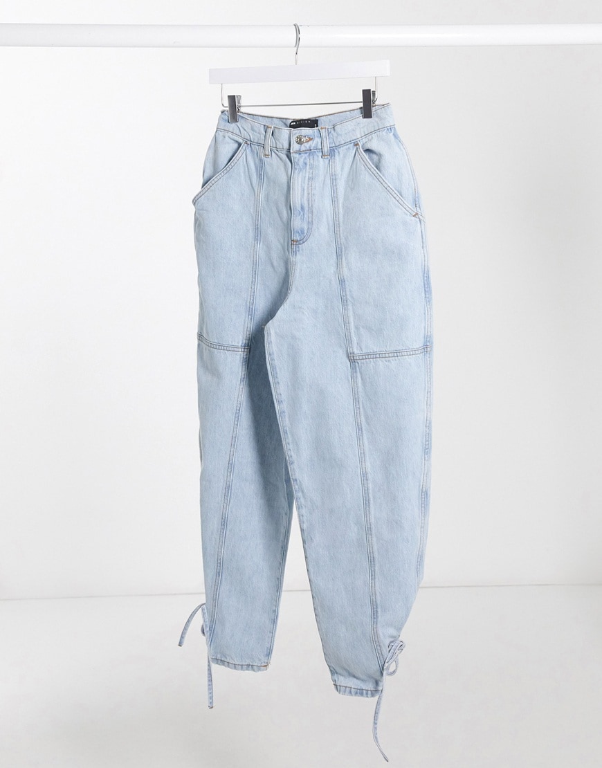 A picture of light blue denim balloon jeans by ASOS Design | ASOS STYLE FEED