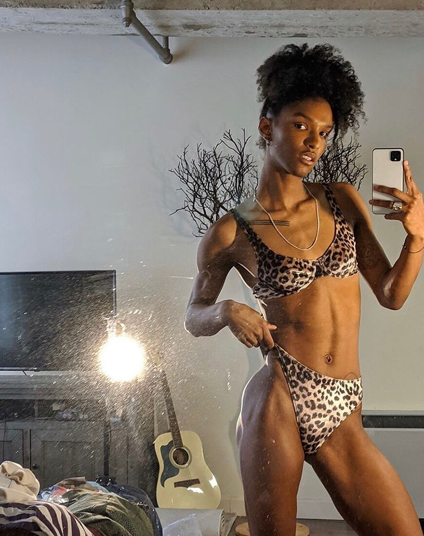 A picture of ASOS Insider ASOS Arrows wearing a leopard-print bikini.