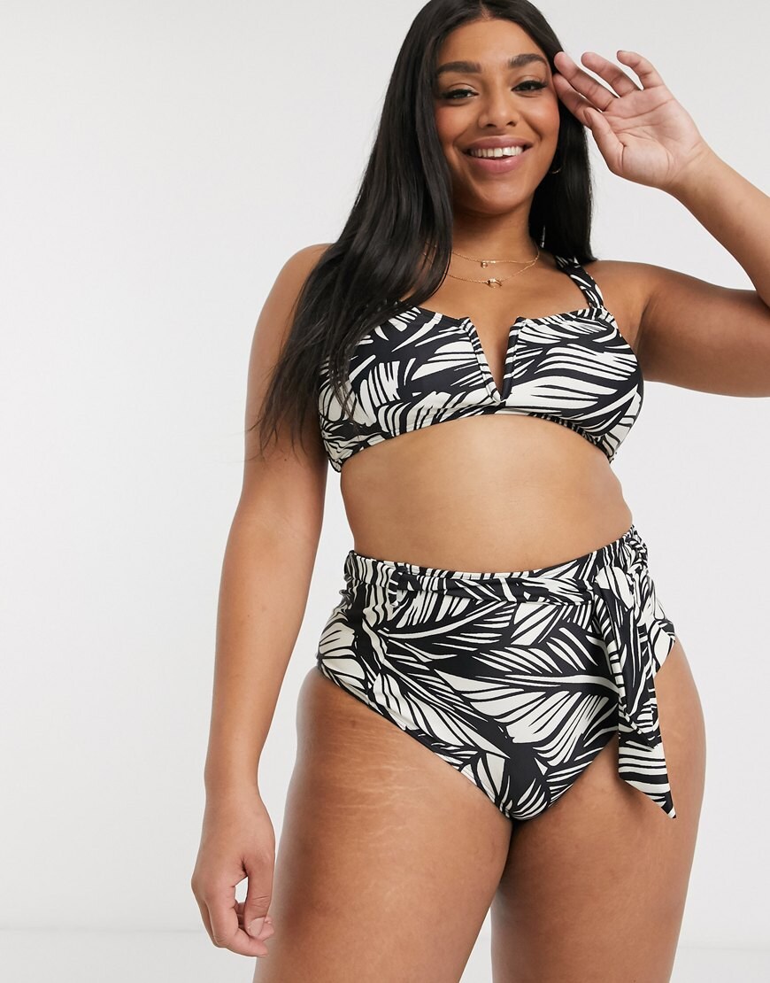 Vero Moda Curve bikini in mono palm print | ASOS Style Feed