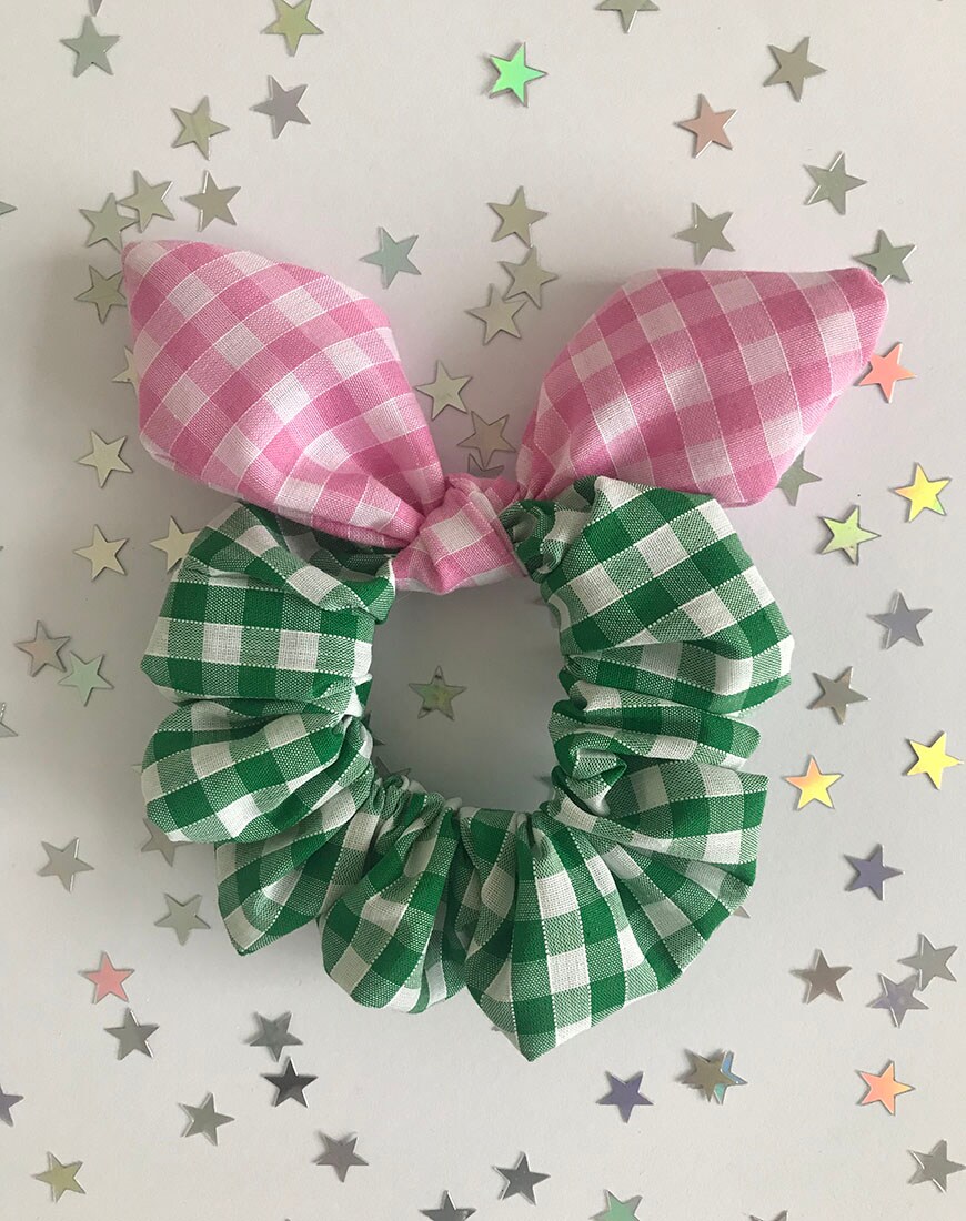 Green and pink gingham scrunchie from Social Scrunchies | ASOS Style Feed