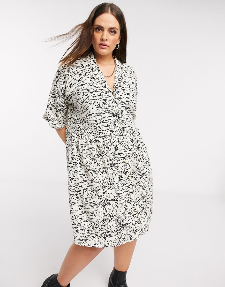 Noisy May Curve shirt smock dress in abstract marble print | ASOS Style Feed