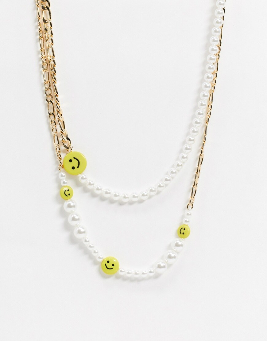 Picture of gold necklace with beads by ASOS Design