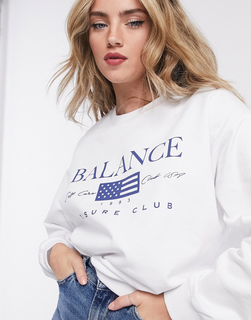Picture of white slogan-print sweatshirt by ASOS DESIGN | ASOS Style Feed 