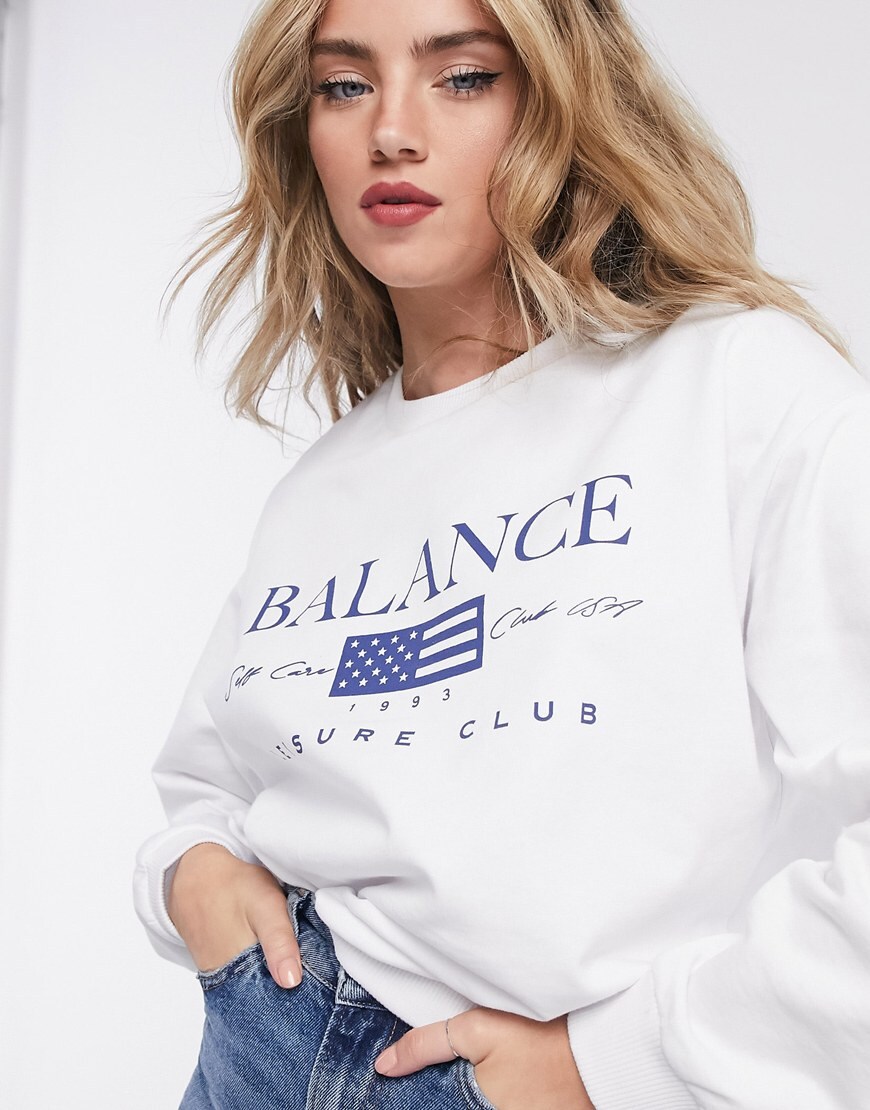 Picture of white slogan-print sweatshirt by ASOS DESIGN | ASOS Style Feed