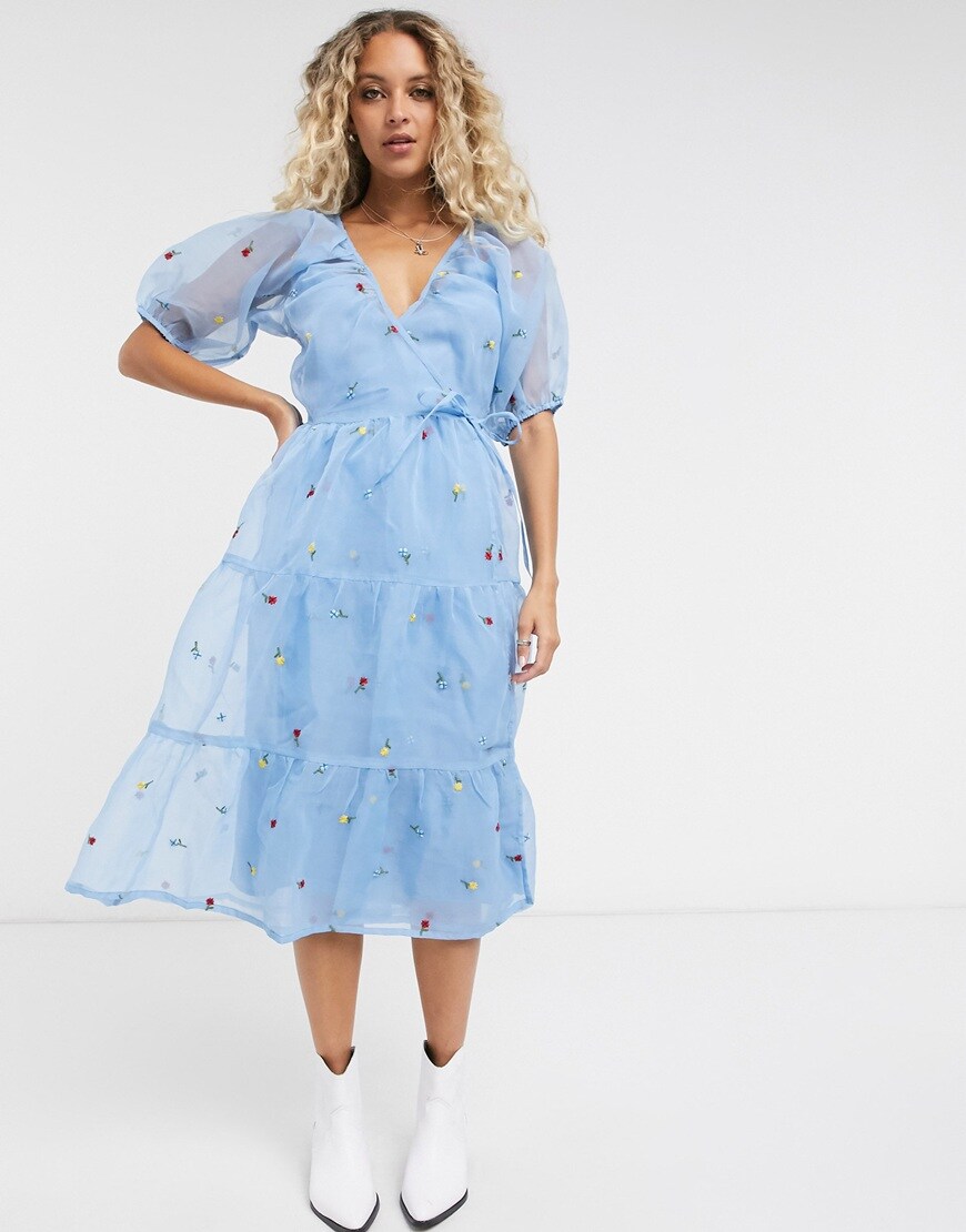 Picture of a model wearing a light blue organza dress by Reclaimed Vintage | ASOS Style Feed