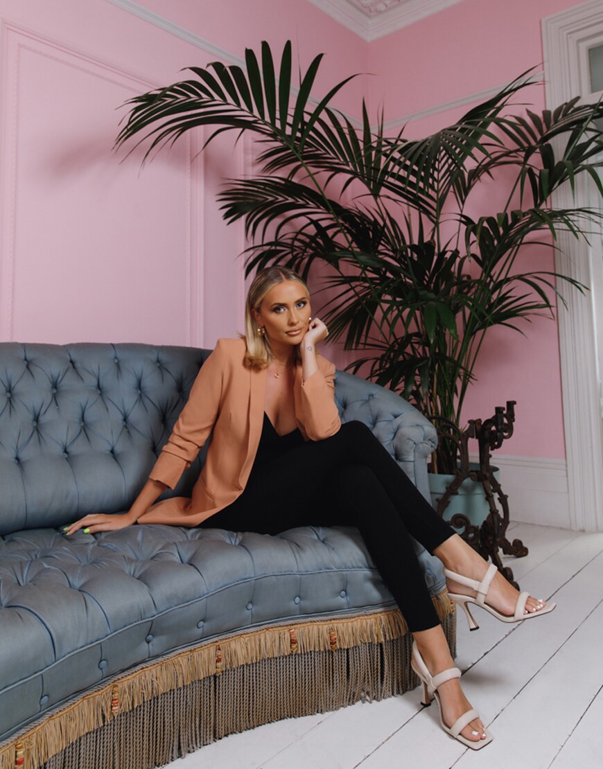 A picture of fashion blogger Sarah Ashcroft wearing a blazer from the new ASOS Luxe collection| ASOS Style Feed
