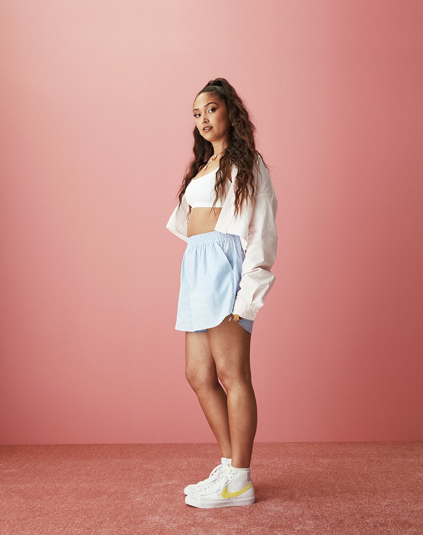 A picture of singer-songwriter Joy Crookes wearing a pair of Nike Blazer '77. Available at ASOS | ASOS Style Feed