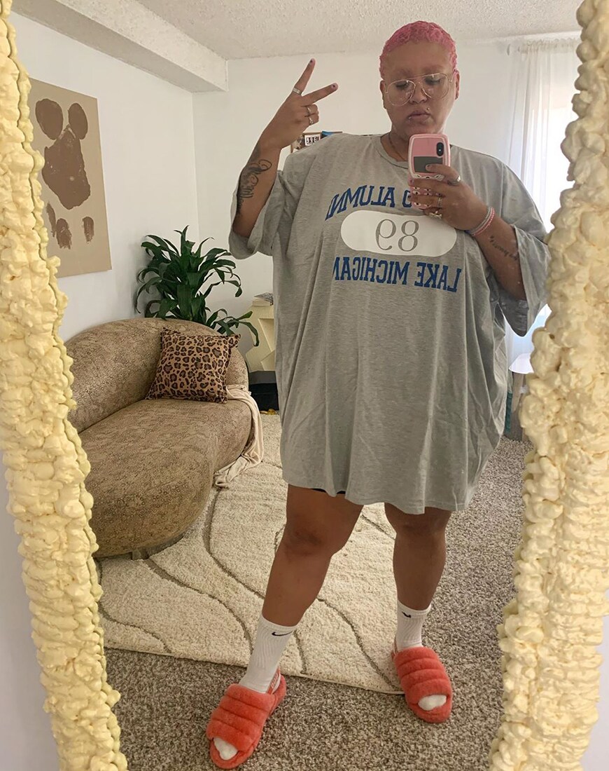 ASOS Jazzmyne in a varsity t-shirt dress | ASOS Style Feed