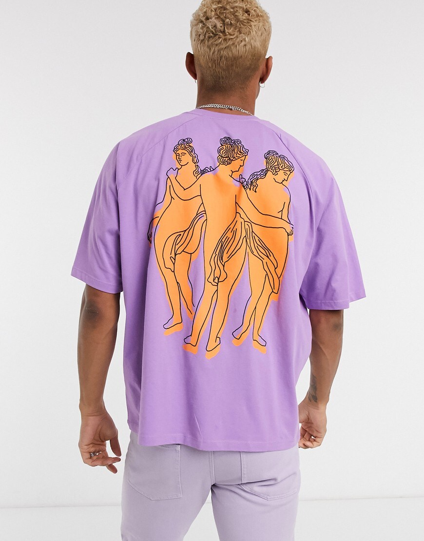 An image of a man wearing a purple t-shirt by ASOS Design | ASOS Style Feed