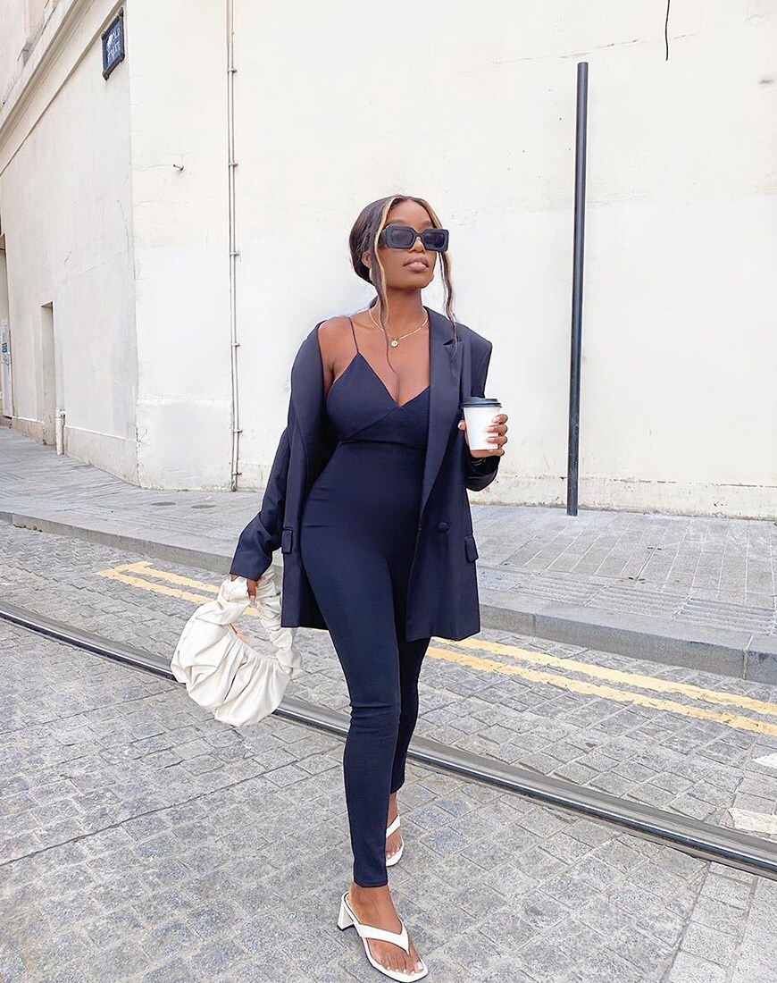 A picture of a model wearing a black blazer. Available at ASOS |ASOS Style Feed