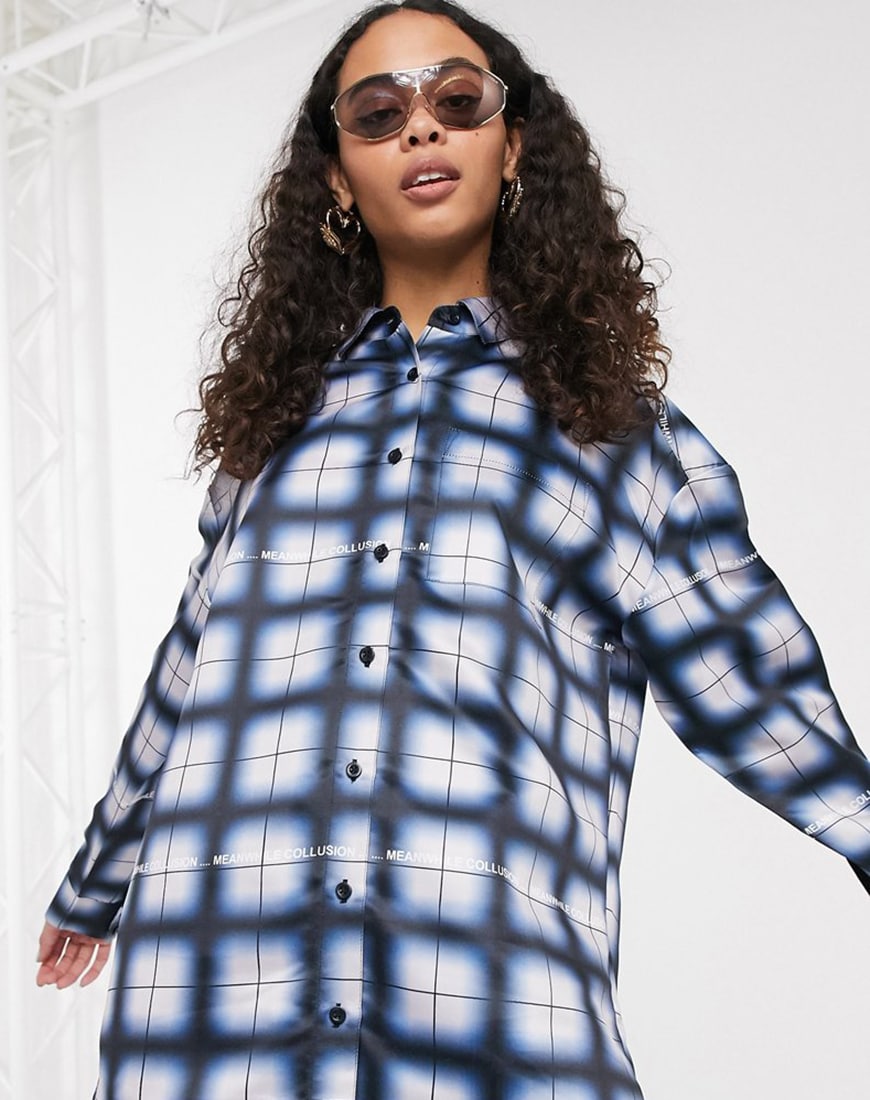 COLLUSION oversized shirt & wide leg trousers in grid check | ASOS Style Feed