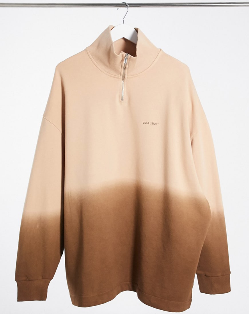 COLLUSION funnel neck sweat dress in brown ombre | ASOS Style Feed