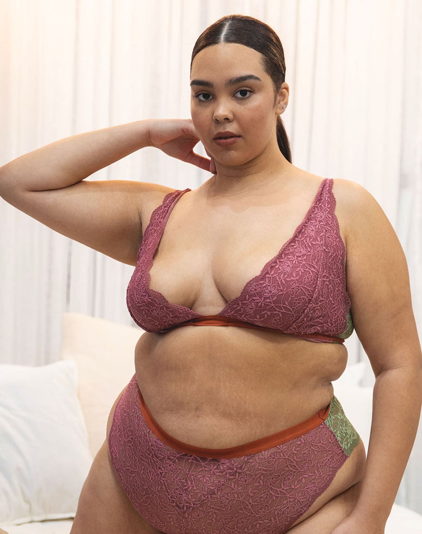 Recycled Lace Pink Colour Block Bra Curve | ASOS Style Feed