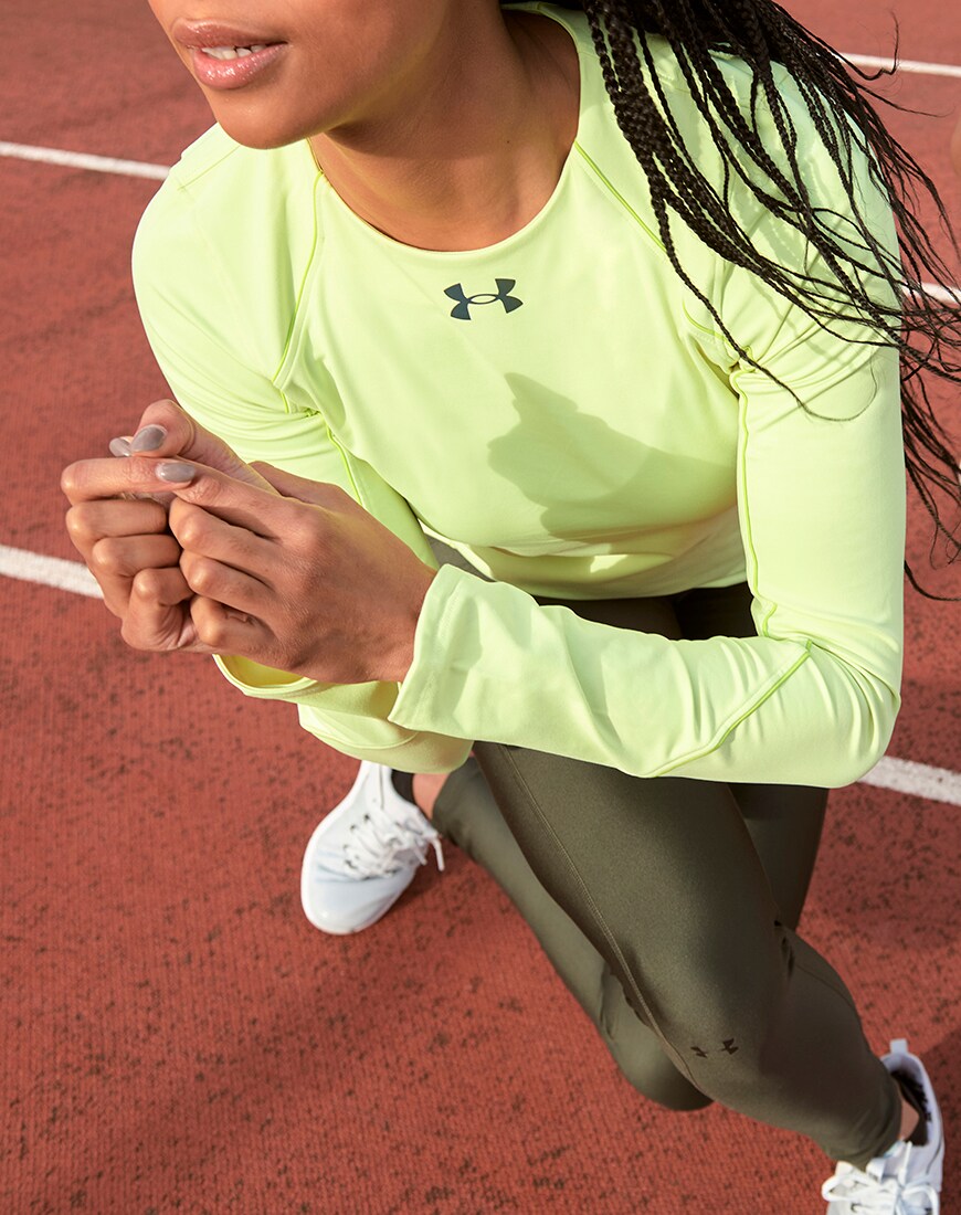 Under Armour Rush long sleeve crew neck top in green | ASOS Style Feed