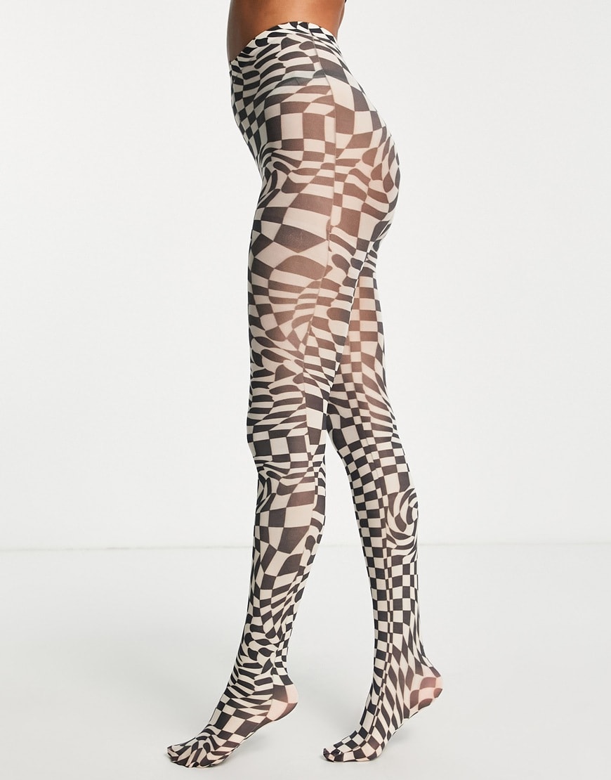 Skinnydip tights in monochrome graphic swirl print | ASOS Stu