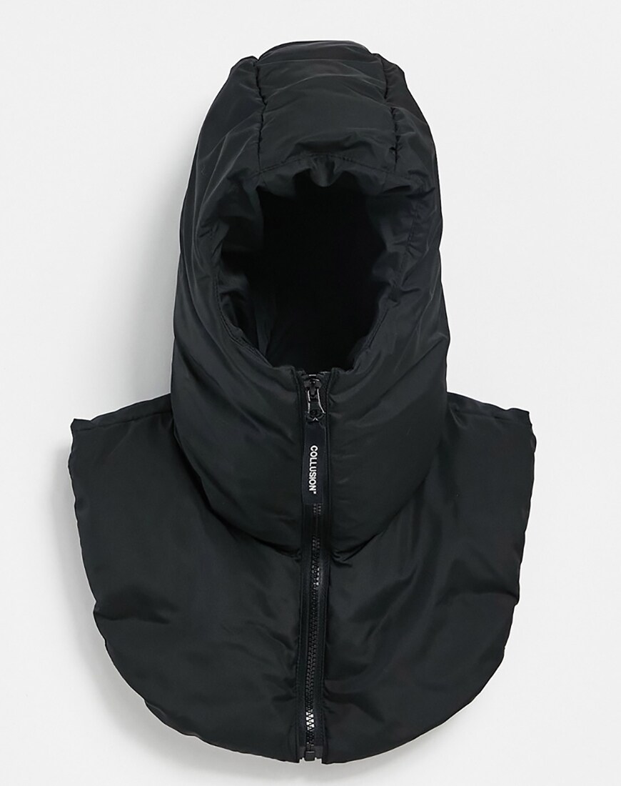COLLUSION Unisex hood in black nylon fabric | ASOS Style Feed