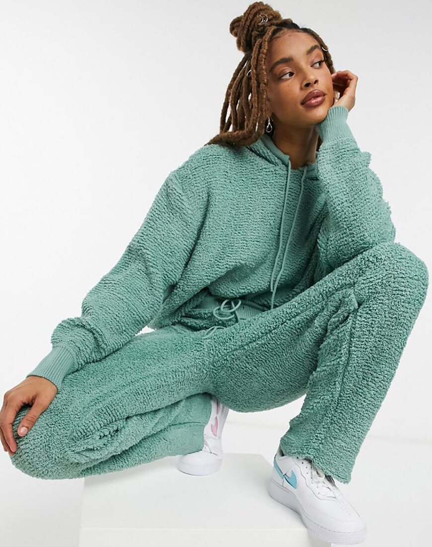 COLLUSION knitted textured jogger co ord in sage green | ASOS Style Feed