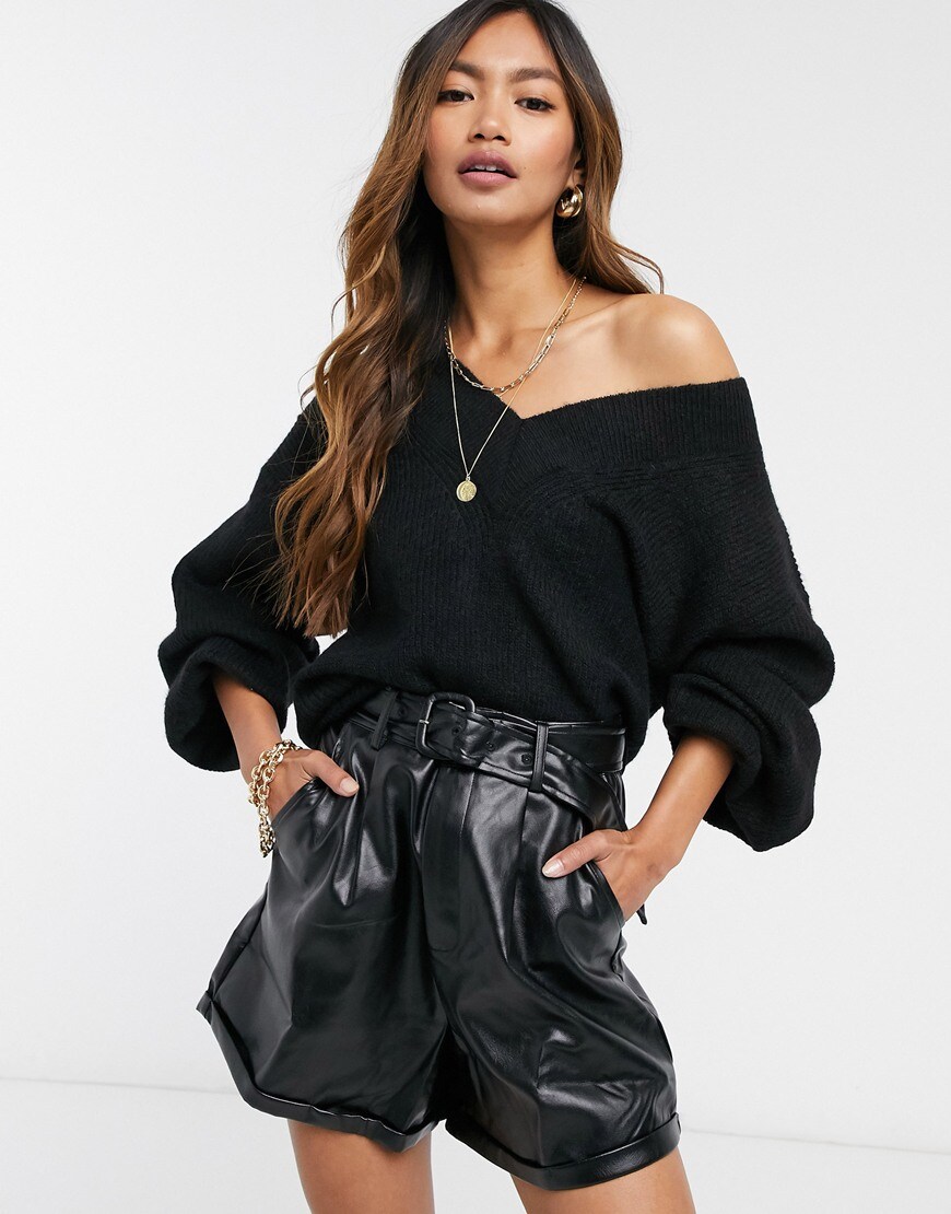 ASOS DESIGN v neck fluffy jumper | ASOS Style Feed