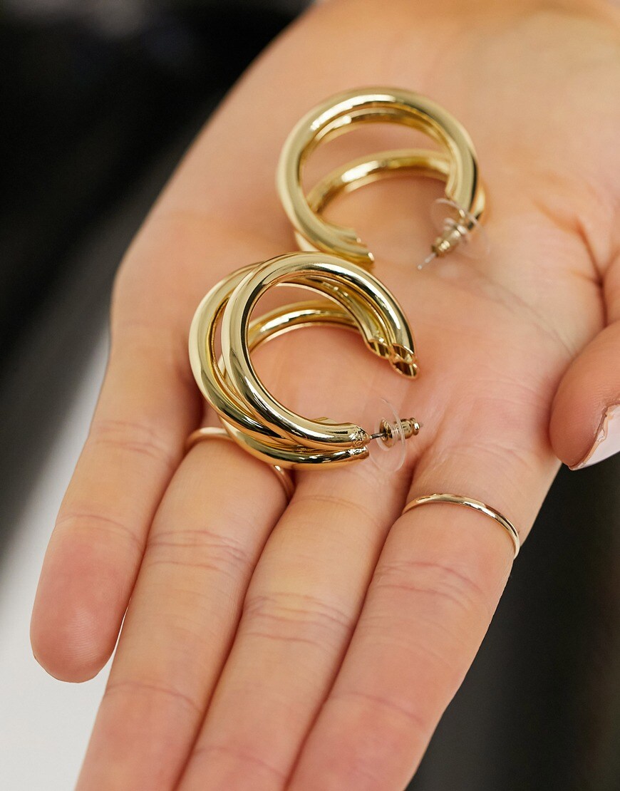 Image Gang triple hoop earrings in gold filled | ASOS Style Feed