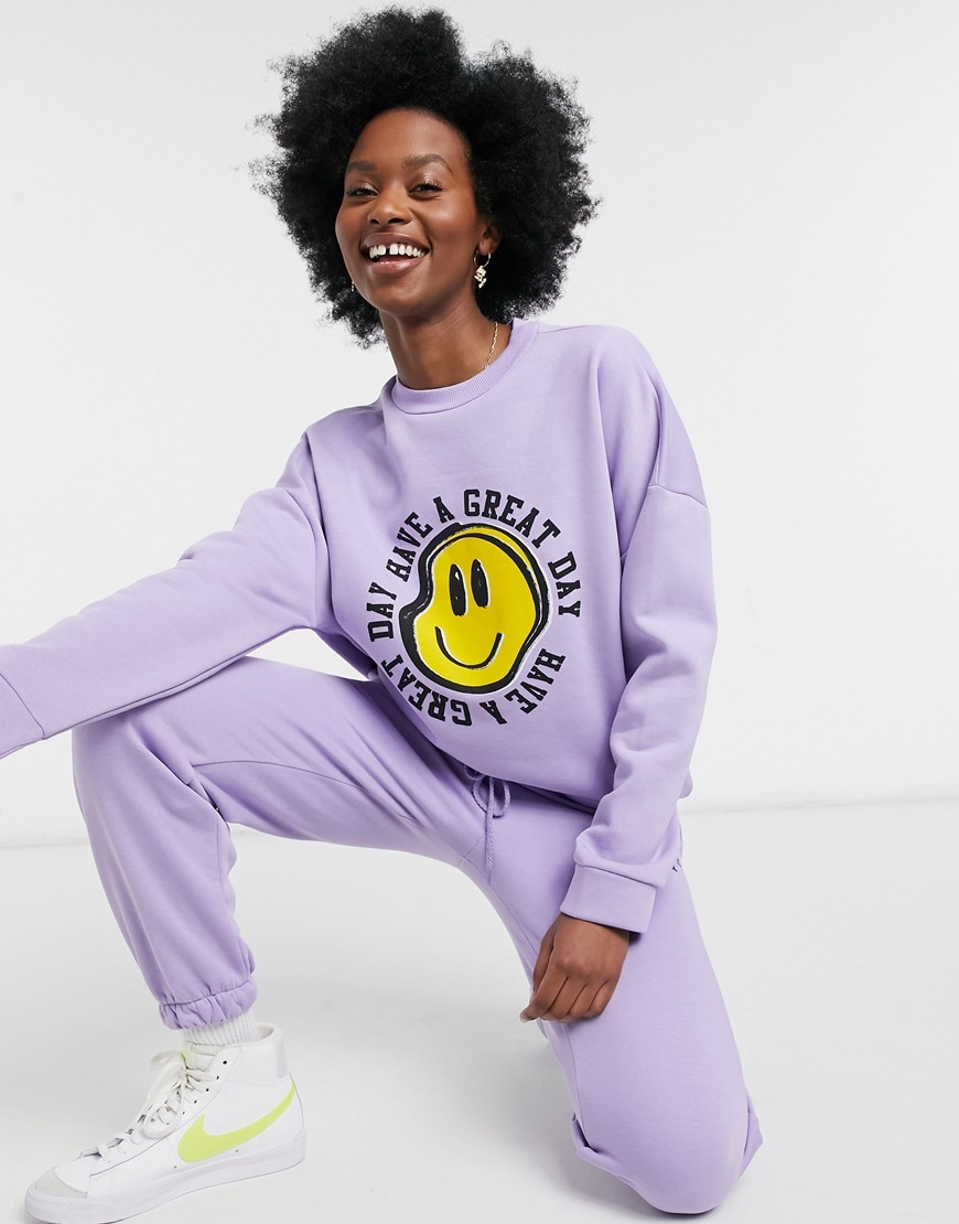 An image of a woman wearing a purple tracksuit by ASOS Design | ASOS Style Feed