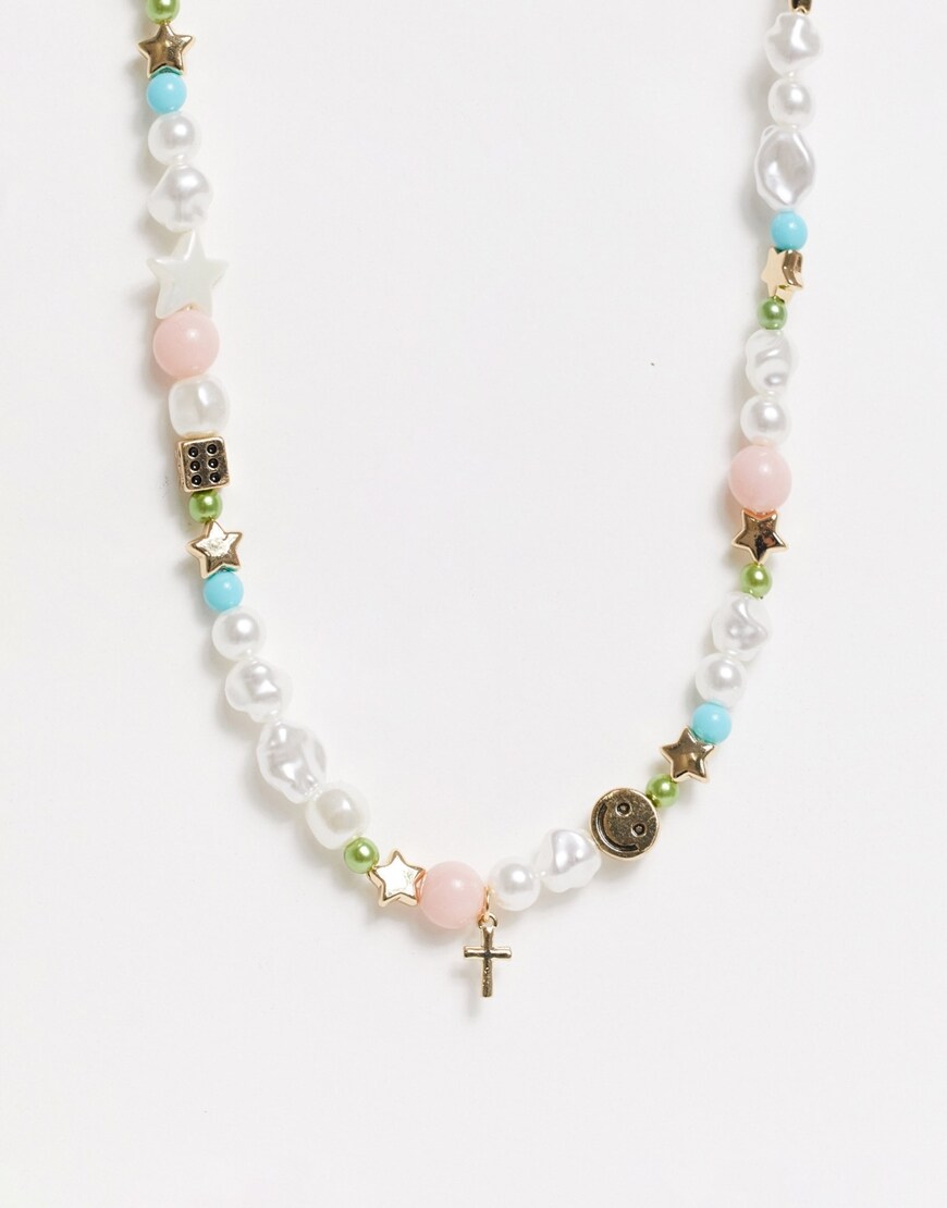 An image of a beaded necklace by ASOS Design | ASOS Style Feed