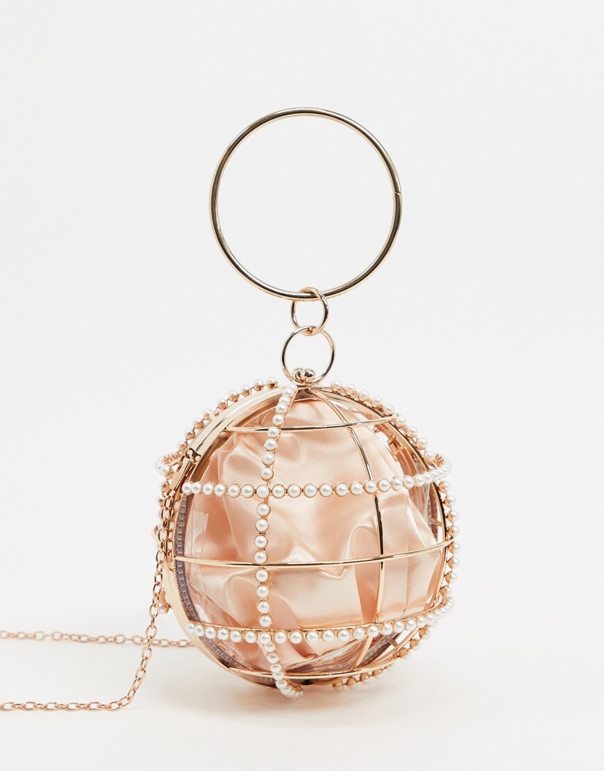 ASOS DESIGN cage sphere clutch bag with embellishment | ASOS Style Feed