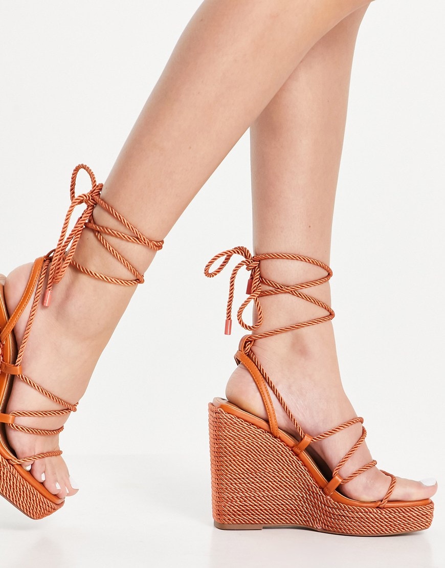 ASOS DESIGN Trace rope detail square toe wedges | ASOS Style Feed