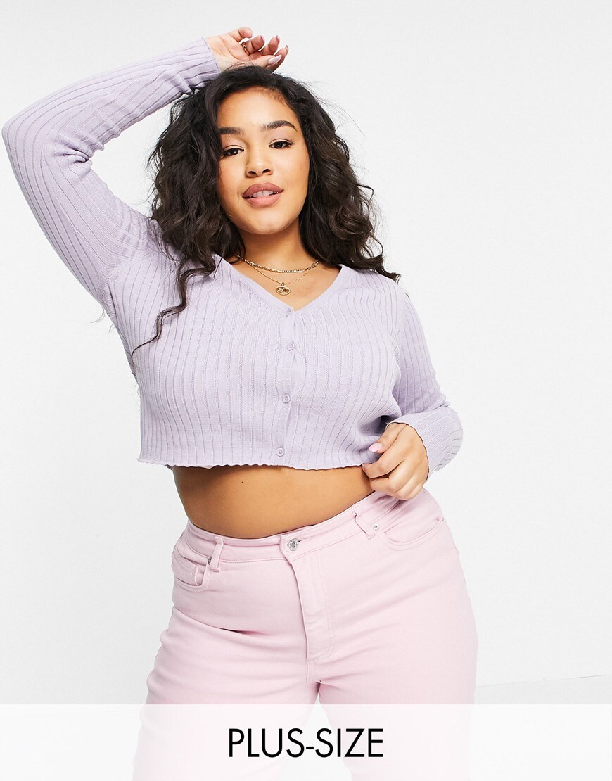 COLLUSION Plus exclusive ribbed cardigan co-ord in lilac | ASOS Style Feed