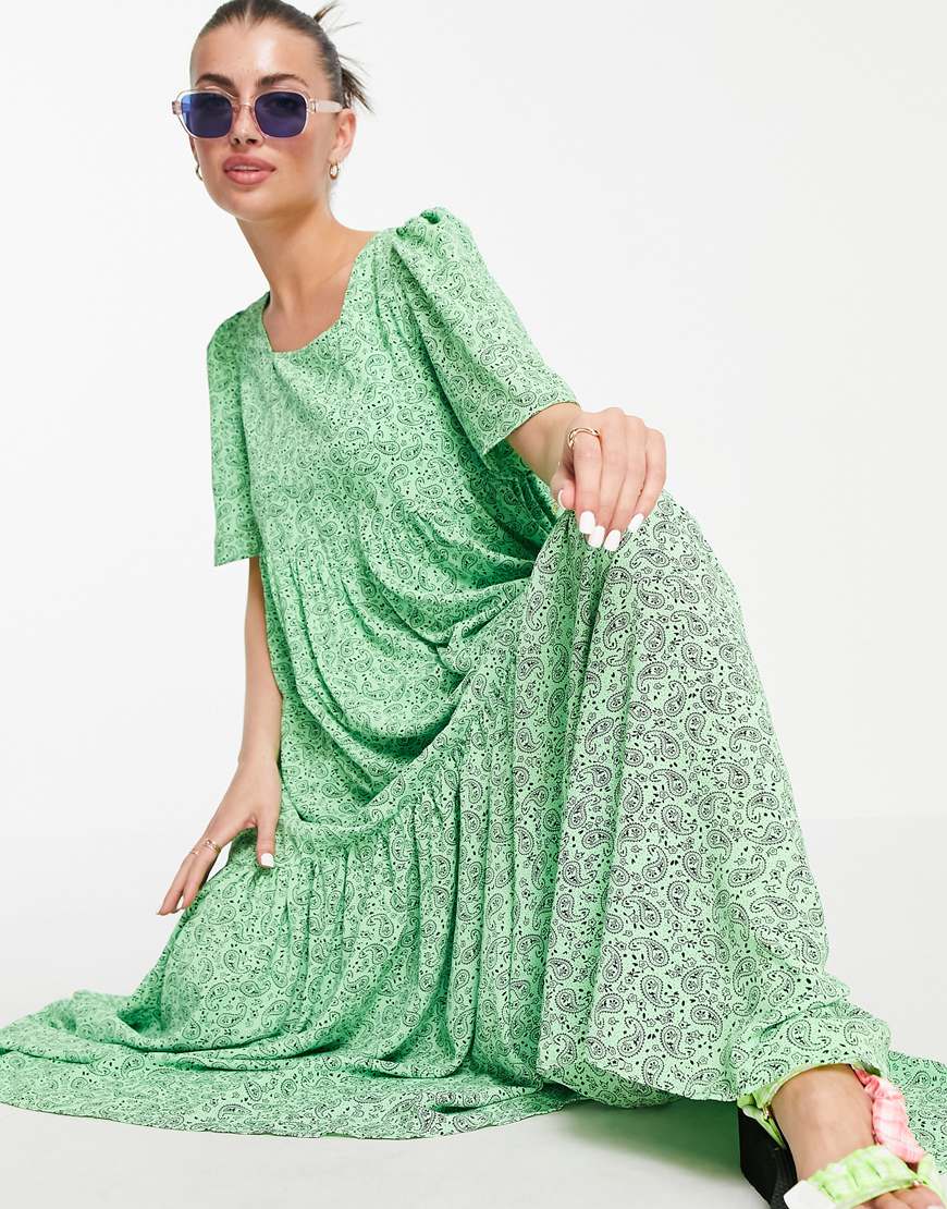 Annorlunda maxi volume smock dress in bandana paisley print | ASOS Style Feed